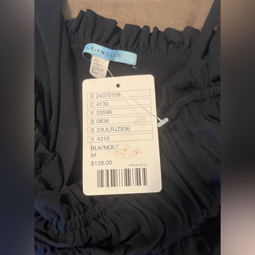 NWT Anthropologie Leifnotes Black Asymmetric Mini Dress Shirred Bodice Women’s M - Picture 5 of 5